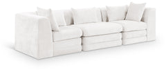 Newport Cream 114" Chenille Fabric Upholstered 3-Piece Modular Sofa - Ornate Home