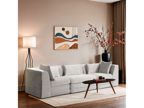 Newport Cream 114" Chenille Fabric Upholstered 3-Piece Modular Sofa - Ornate Home