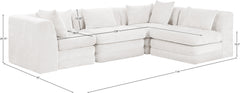Newport Cream 114" Chenille Fabric Upholstered 4-Piece L Shaped Modular Sectional - Ornate Home