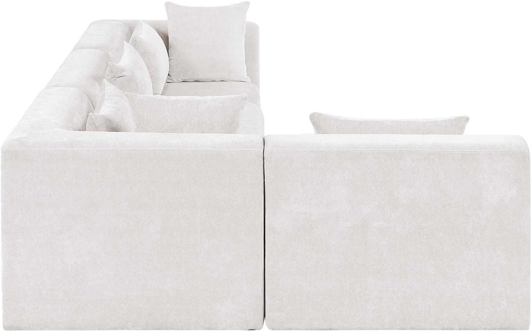 Newport Cream 114" Chenille Fabric Upholstered 4-Piece L Shaped Modular Sectional - Ornate Home