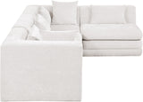 Newport Cream 114" Chenille Fabric Upholstered 4-Piece L Shaped Modular Sectional - Ornate Home
