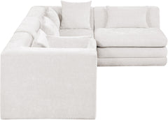 Newport Cream 114" Chenille Fabric Upholstered 4-Piece L Shaped Modular Sectional - Ornate Home