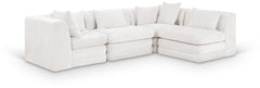 Newport Cream 114" Chenille Fabric Upholstered 4-Piece L Shaped Modular Sectional - Ornate Home