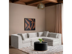 Newport Cream 114" Chenille Fabric Upholstered 4-Piece L Shaped Modular Sectional - Ornate Home