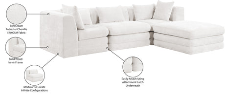 Newport Cream 114" Chenille Fabric Upholstered 4-Piece Modular Sectional - Ornate Home