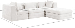 Newport Cream 114" Chenille Fabric Upholstered 4-Piece Modular Sectional - Ornate Home