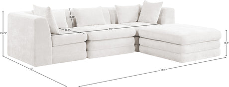 Newport Cream 114" Chenille Fabric Upholstered 4-Piece Modular Sectional - Ornate Home