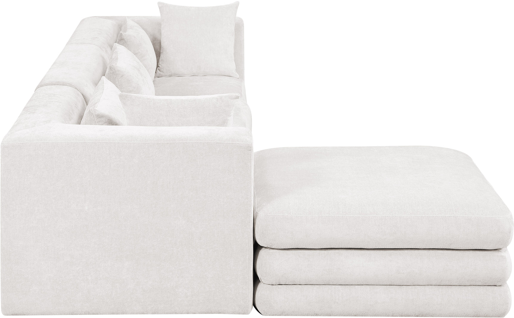 Newport Cream 114" Chenille Fabric Upholstered 4-Piece Modular Sectional - Ornate Home