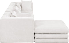 Newport Cream 114" Chenille Fabric Upholstered 4-Piece Modular Sectional - Ornate Home