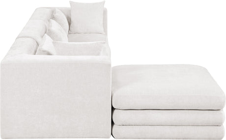 Newport Cream 114" Chenille Fabric Upholstered 4-Piece Modular Sectional - Ornate Home