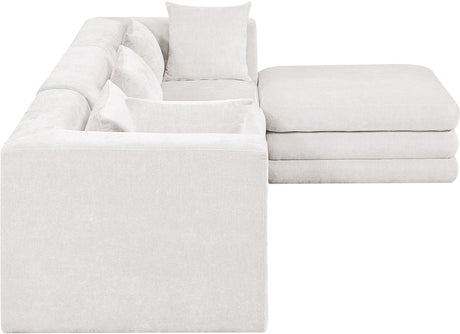 Newport Cream 114" Chenille Fabric Upholstered 4-Piece Modular Sectional - Ornate Home