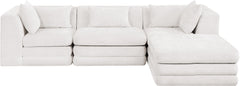Newport Cream 114" Chenille Fabric Upholstered 4-Piece Modular Sectional - Ornate Home