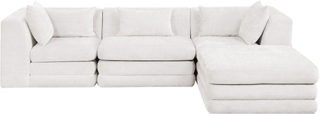 Newport Cream 114" Chenille Fabric Upholstered 4-Piece Modular Sectional - Ornate Home