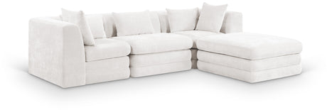 Newport Cream 114" Chenille Fabric Upholstered 4-Piece Modular Sectional - Ornate Home