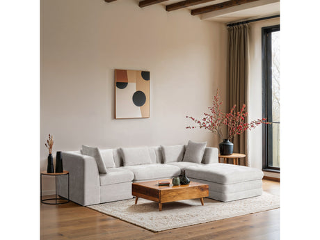 Newport Cream 114" Chenille Fabric Upholstered 4-Piece Modular Sectional - Ornate Home