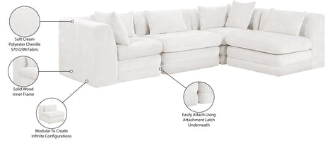 Newport Cream 114" Chenille Fabric Upholstered 4-Piece Modular Sectional - Ornate Home