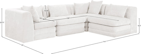 Newport Cream 114" Chenille Fabric Upholstered 4-Piece Modular Sectional - Ornate Home