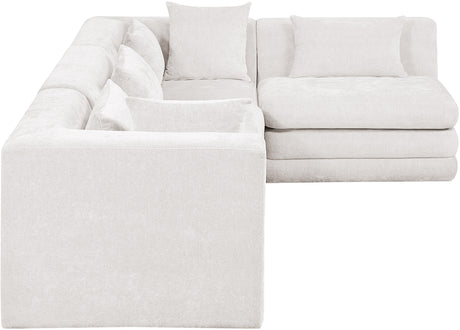 Newport Cream 114" Chenille Fabric Upholstered 4-Piece Modular Sectional - Ornate Home