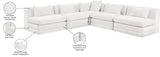 Newport Cream 114" Chenille Fabric Upholstered 5-Piece Armless Modular Sectional - Ornate Home
