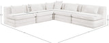 Newport Cream 114" Chenille Fabric Upholstered 5-Piece Armless Modular Sectional - Ornate Home