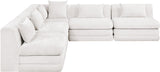 Newport Cream 114" Chenille Fabric Upholstered 5-Piece Armless Modular Sectional - Ornate Home