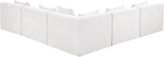 Newport Cream 114" Chenille Fabric Upholstered 5-Piece Armless Modular Sectional - Ornate Home