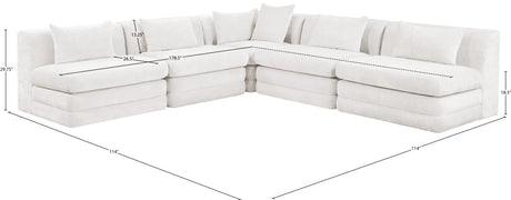 Newport Cream 114" Chenille Fabric Upholstered 5-Piece Modular Sectional - Ornate Home