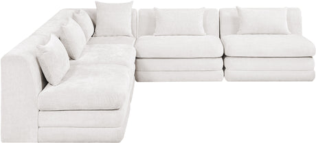 Newport Cream 114" Chenille Fabric Upholstered 5-Piece Modular Sectional - Ornate Home
