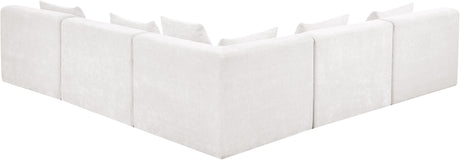 Newport Cream 114" Chenille Fabric Upholstered 5-Piece Modular Sectional - Ornate Home