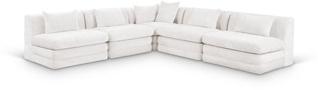 Newport Cream 114" Chenille Fabric Upholstered 5-Piece Modular Sectional - Ornate Home