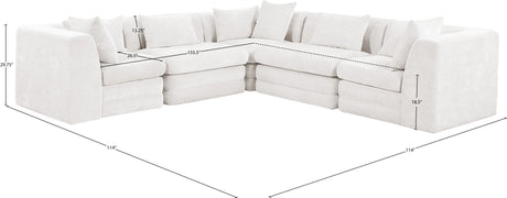 Newport Cream 114" Chenille Fabric Upholstered 5-Piece Modular Sectional - Ornate Home