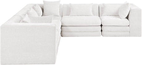 Newport Cream 114" Chenille Fabric Upholstered 5-Piece Modular Sectional - Ornate Home