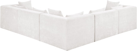 Newport Cream 114" Chenille Fabric Upholstered 5-Piece Modular Sectional - Ornate Home