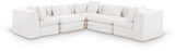 Newport Cream 114" Chenille Fabric Upholstered 5-Piece Modular Sectional - Ornate Home