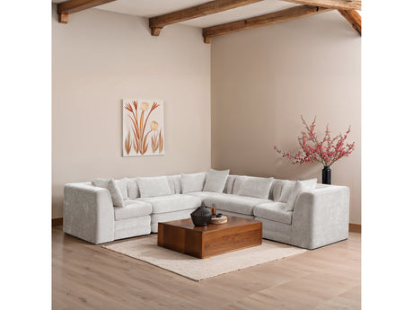 Newport Cream 114" Chenille Fabric Upholstered 5-Piece Modular Sectional - Ornate Home