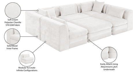 Newport Cream 114" Chenille Fabric Upholstered 6-Piece Modular Sectional - Ornate Home