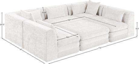 Newport Cream 114" Chenille Fabric Upholstered 6-Piece Modular Sectional - Ornate Home