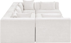 Newport Cream 114" Chenille Fabric Upholstered 6-Piece Modular Sectional - Ornate Home