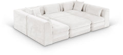 Newport Cream 114" Chenille Fabric Upholstered 6-Piece Modular Sectional - Ornate Home