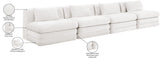 Newport Cream 152" Chenille Fabric Upholstered 4-Piece Armless Modular Sofa - Ornate Home