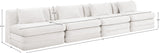 Newport Cream 152" Chenille Fabric Upholstered 4-Piece Armless Modular Sofa - Ornate Home