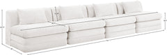 Newport Cream 152" Chenille Fabric Upholstered 4-Piece Armless Modular Sofa - Ornate Home