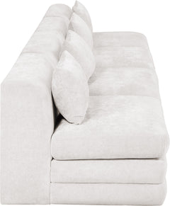 Newport Cream 152" Chenille Fabric Upholstered 4-Piece Armless Modular Sofa - Ornate Home