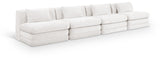 Newport Cream 152" Chenille Fabric Upholstered 4-Piece Armless Modular Sofa - Ornate Home
