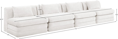 Newport Cream 152" Chenille Fabric Upholstered 4-Piece Modular Sofa - Ornate Home