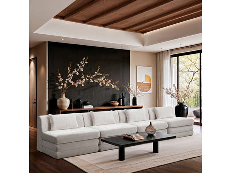 Newport Cream 152" Chenille Fabric Upholstered 4-Piece Modular Sofa - Ornate Home