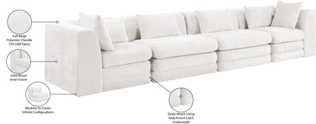 Newport Cream 152" Chenille Fabric Upholstered 4-Piece Modular Sofa - Ornate Home