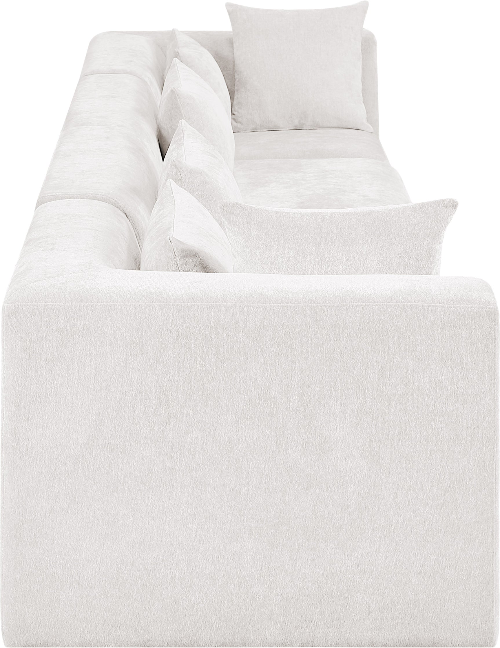 Newport Cream 152" Chenille Fabric Upholstered 4-Piece Modular Sofa - Ornate Home