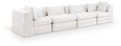 Newport Cream 152" Chenille Fabric Upholstered 4-Piece Modular Sofa - Ornate Home