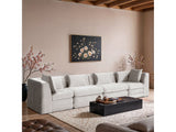 Newport Cream 152" Chenille Fabric Upholstered 4-Piece Modular Sofa - Ornate Home